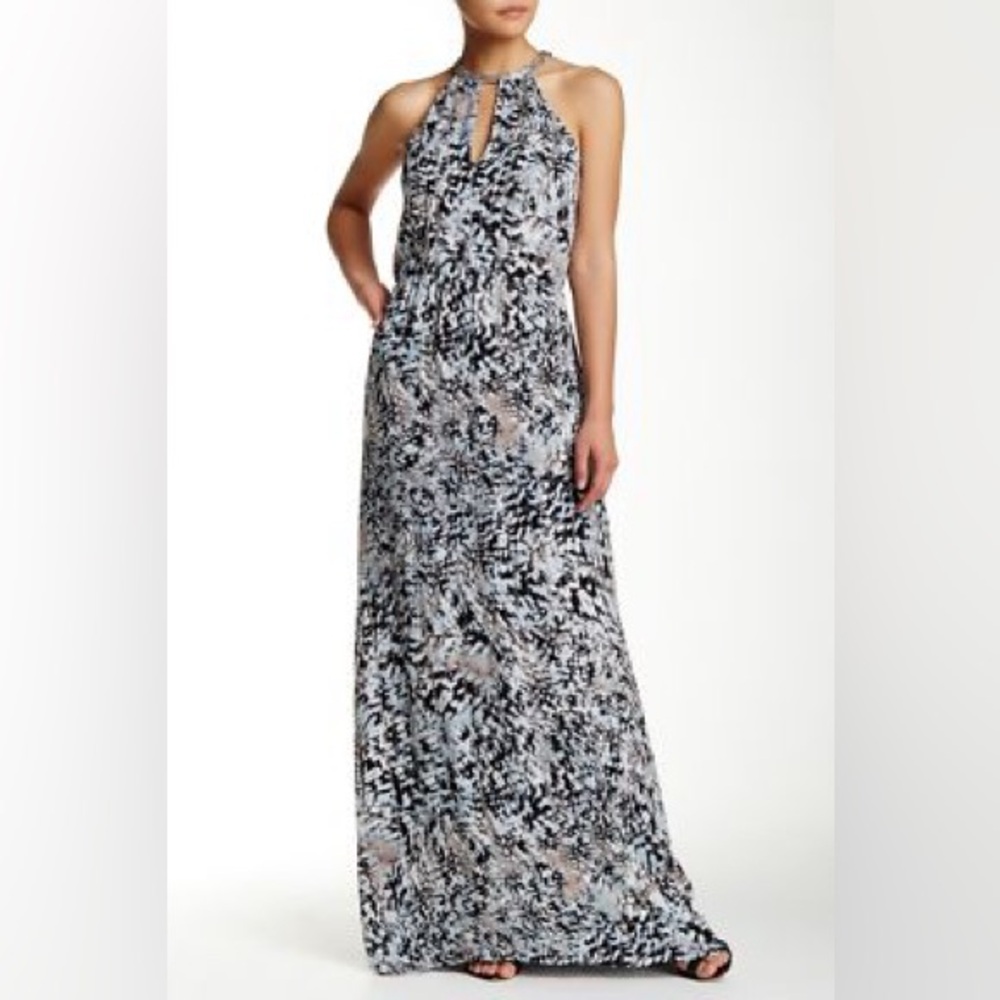 Parker Beaded snow leopard Maxi Dress